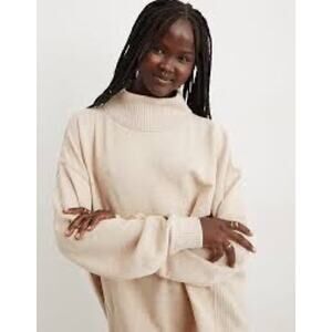 Aerie Oversized Down to Earth Slit Mock Neck Sweatshirt Women's Size XXS Cabin